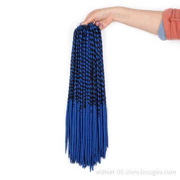 Aisi Hair Hot Selling Long Style Heat Resistant Synthetic Dreadlocks Blue Color Braid Hair Extensions For Black Women